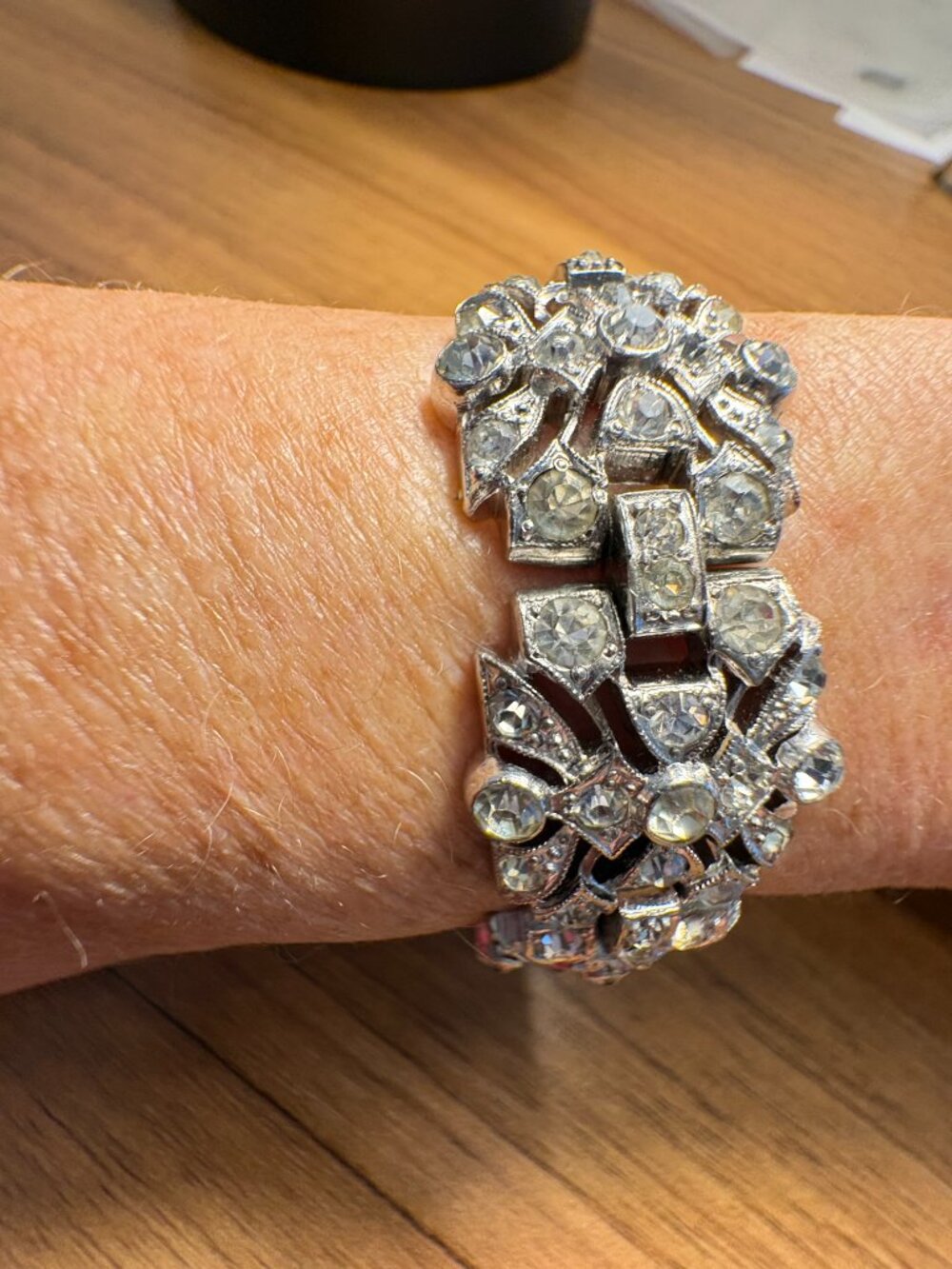 KTF Marked Trifari Rhinestone Bracelet, Mint Condition, 1930's